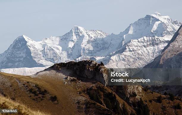 Monte Eiger Moench Jungfrau - Fotografias de stock e mais imagens de Jungfrau - Jungfrau, Montanha Monch, Monte Eiger