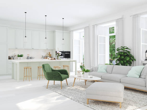 istock modern living room in townhouse. 3d rendering 926622224