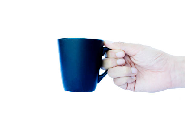 istock Hand holding blue cups Isolated on white backgrounds 926625000