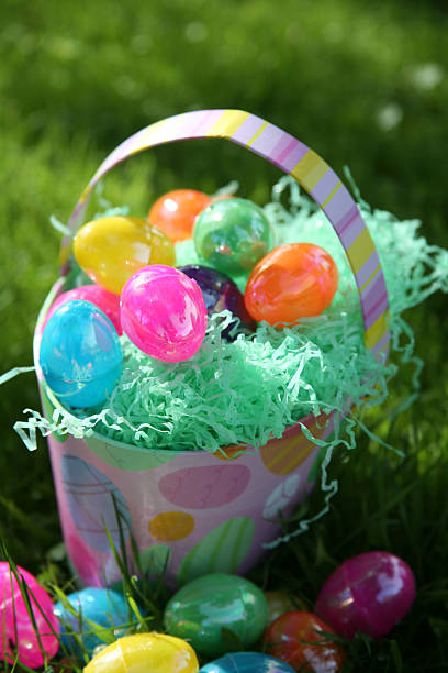 Easter Egg Basket stock photo