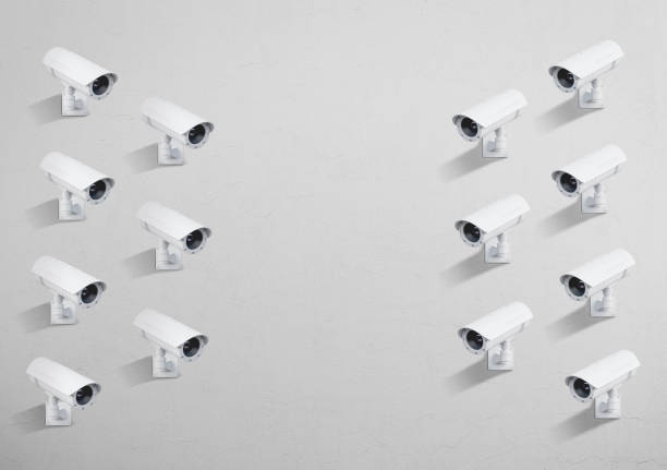 istock Many CCTV cameras on one wall, mock up 926633778