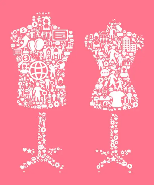 Vector illustration of Mannequin Women's Rights and Girl Power Icon Pattern