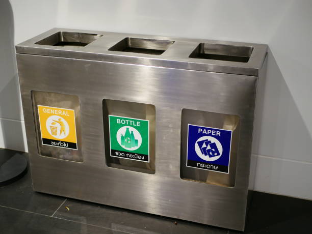 istock Stainless steel recycle bin, Use for three kind of waste 926636774