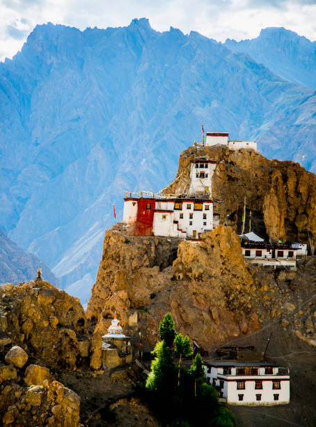 Dhankar Monastery Dhankar Gompa in Spiti Valley. gompa stock pictures, royalty-free photos & images