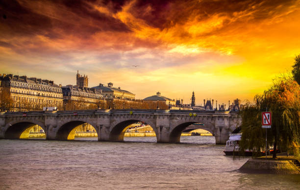 istock Seine river and Bridge on a colorful beautiful sunset 926645356