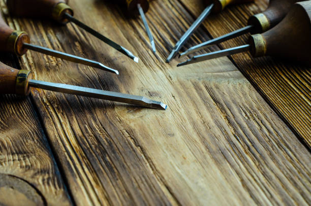 istock Different gravers for jewelry on wooden background 926650296