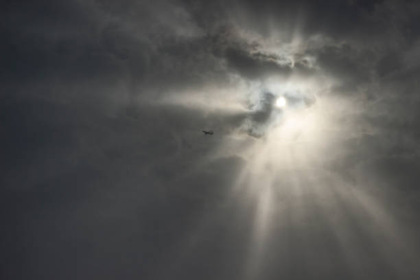 istock Airplane in the air, cloudy sky on the background 926650714