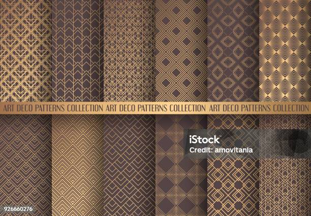 Art Deco Patterns Set Stock Illustration - Download Image Now - Pattern, Geometric Shape, Backgrounds