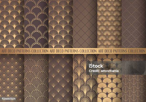 Art Deco Patterns Set Stock Illustration - Download Image Now - Art Deco, Pattern, Vector