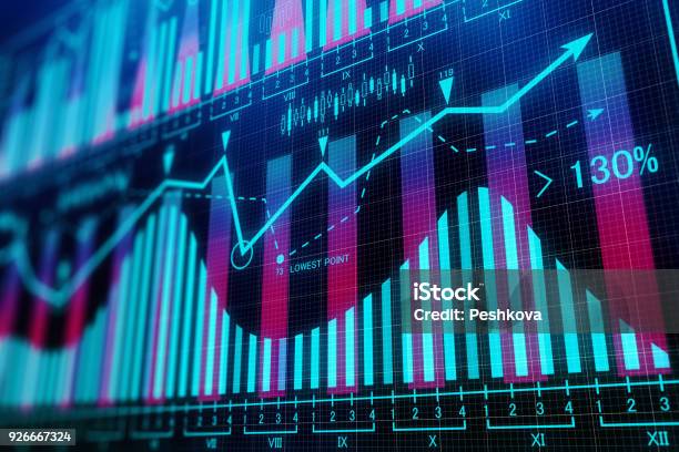 Foto de Fundo De Negócios Abstrata e mais fotos de stock de Bolsa de valores e ações - Bolsa de valores e ações, Representação gráfica, Big Data