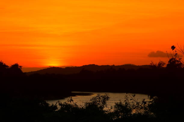 istock sunset beautiful and silhouette mountain tree colorful landscape in sky twilight time 926670616