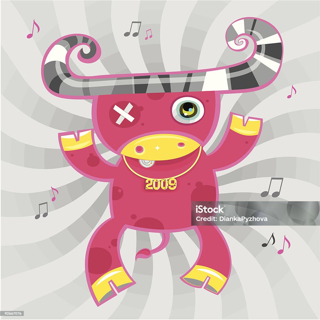 Fashionable cow 2009 is the Year of the Ox according to the Chinese Zodiac. Bizarre stock vector