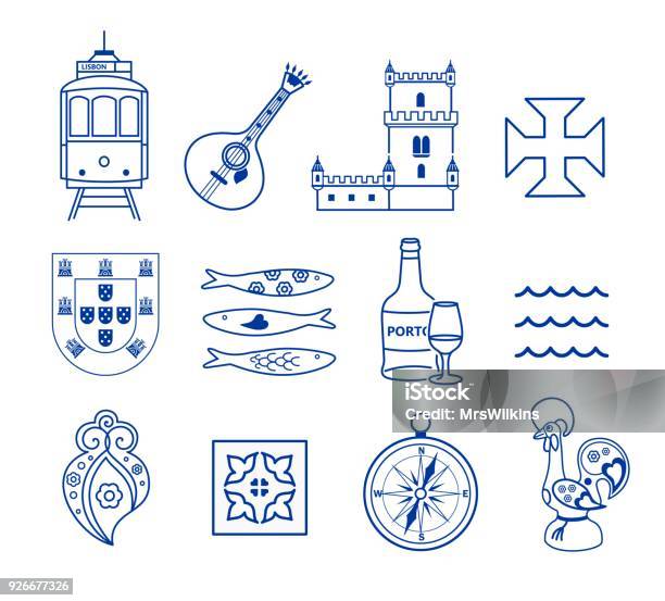 Portugese Icon Set Vector Stock Illustration - Download Image Now - Portugal, Lisbon - Portugal, Icon Symbol