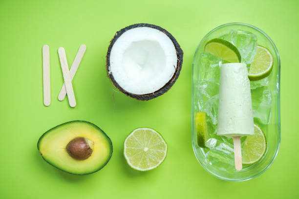 Avocado,coconut and lime popsicles