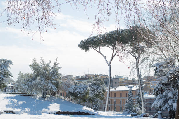 istock View through the Colle Oppio park in the snow. 926677544