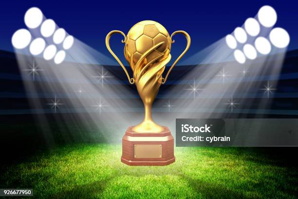 Championship Awarding Ceremony Gold Trophy Award Stock Photo - Download Image Now - International Soccer Event, Trophy - Award, Achievement