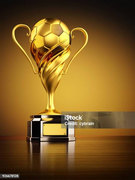 Gold Trophy As Championship Award Stock Photo - Download Image Now - Trophy - Award, International Soccer Event, Soccer
