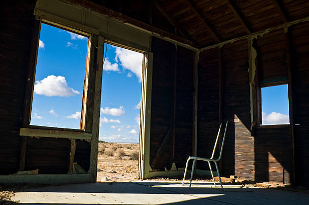 istock Blue skies, abandoned homestead 92667979