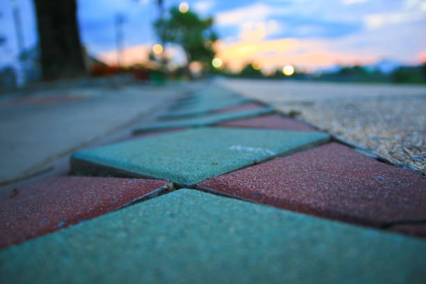 walkway block stone color cement in the park and copy space add text  Select focus with shallow depth of field.