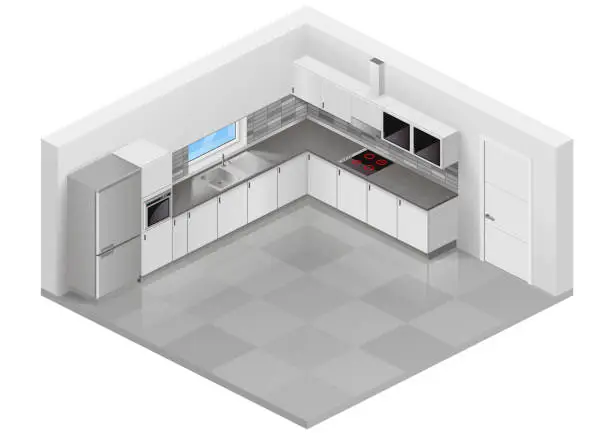 Vector illustration of Modern kitchen isometric