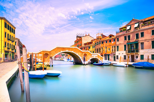 Venice, water canal and bridge in Cannaregio. Italy.
