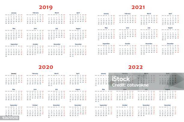 Ilustración de Calendario Por Años 20192022 En Fondo Transparente y más Vectores Libres de Derechos de Calendario