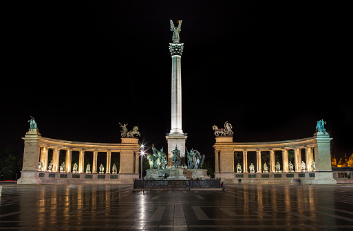 The historic Heroes Square in Budapest, Hungary.