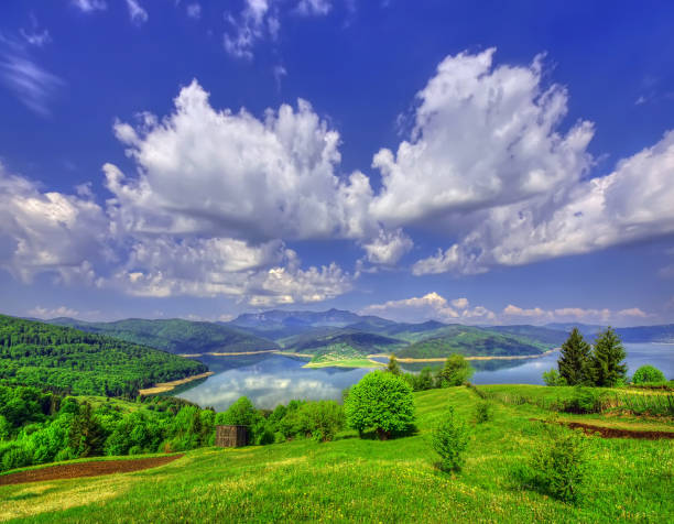 spring landscape in mountains with lake. Romania, Bicaz