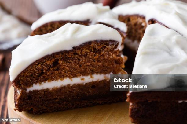 Freshly Baked Butternut Squash Cake With Cream Cheese Frosting Stock Photo - Download Image Now