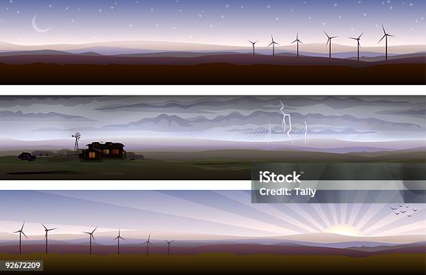 Bannières De La Campagne Vecteurs libres de droits et plus d'images vectorielles de Orage - Orage, Paysage, Aube