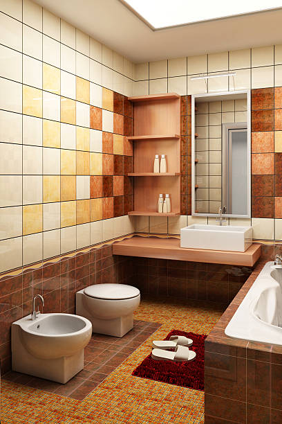 diseño con azulejos del baño - patchworkdesign fotografías e imágenes de stock
