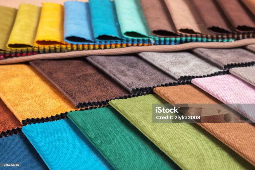 Farbmuster von einem Bezugsstoff - Lizenzfrei Textilien Stock-Foto