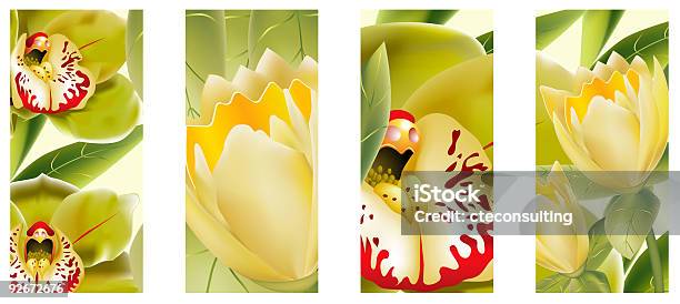 Ilustración de Orchids Y Amarillo Tulipanes y más Vectores Libres de Derechos de Arreglo - Arreglo, Arreglo floral, Arte