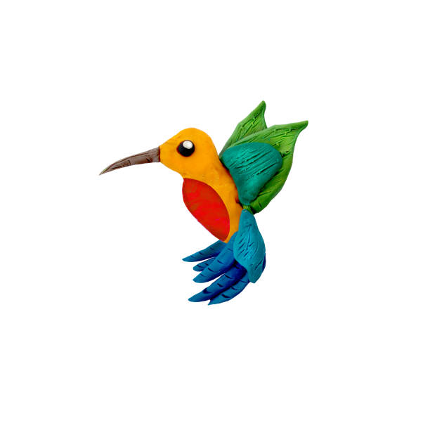 Hummingbird Plasticine sculpture 3D rendering bird isolated on white background