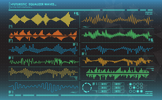 futuristic equalizer waves for the HUD interfaces. abstract virtual graphic.