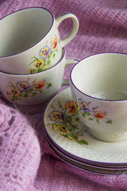 istock Old vintage tea cups, shabby shick style 926737904