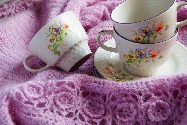 istock Old vintage tea cups, shabby shick style 926737910