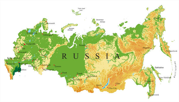 Russia Relief Map Stock Illustration Download Image Now Map Russia Relief Map 