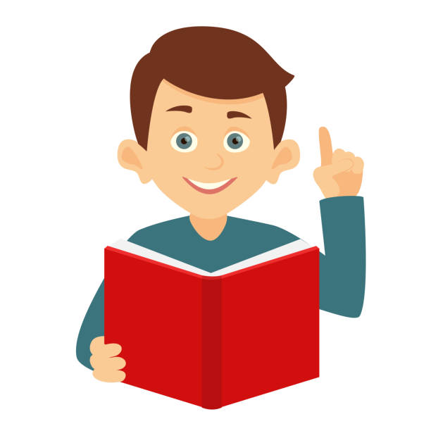 Vector Cartoon Boy Reading A Bookboy Having An Idea Raised His Hand Up  Stock Illustration - Download Image Now - iStock