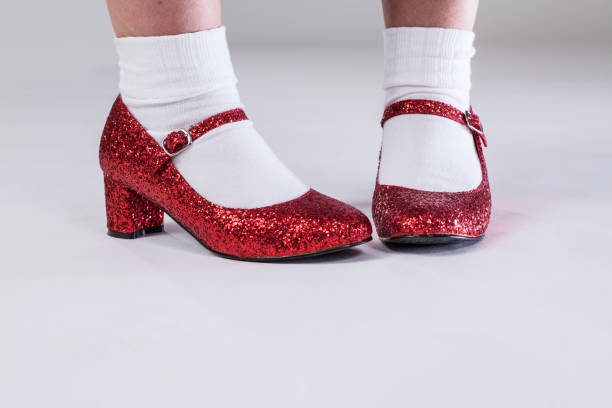 ruby slippers - red ruby slippers slipper shiny imagens e fotografias de stock