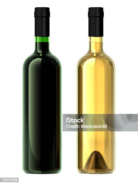 Foto de Duas Garrafas De Vinho e mais fotos de stock de Garrafa de Vinho - Garrafa - Garrafa de Vinho - Garrafa, Branco, Tridimensional