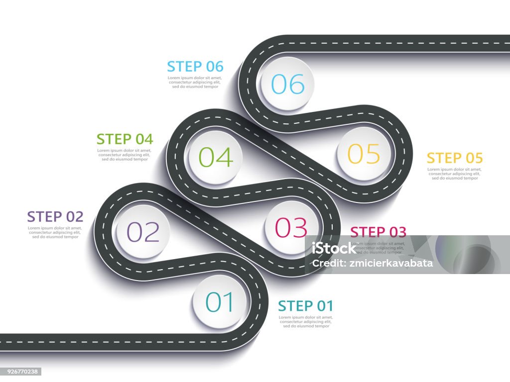 Roadway Chart Example Winding Road Way Location Infographic Template With A Phased Structure ...