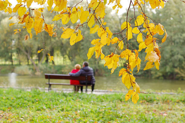 istock Man and woman  sits on bench 92677388
