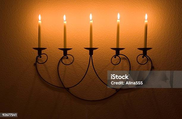 Burning Candles Stock Photo - Download Image Now - Candle, Chandelier, Wall - Building Feature