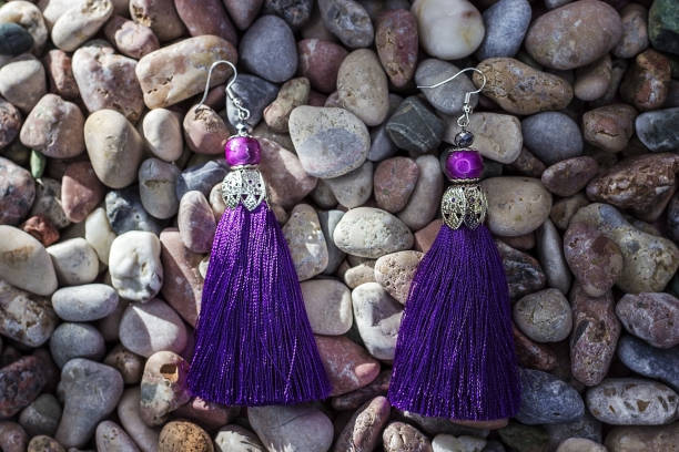istock Earrings made of silk thread. Handmade. 926790120