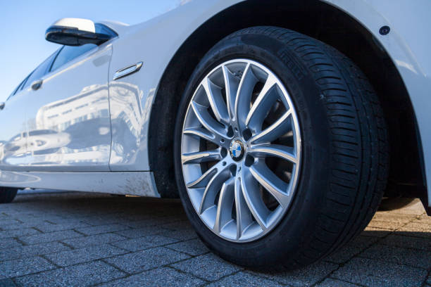 Modern Car Wheel Detail Close-up