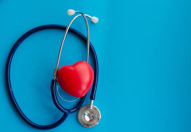 istock Top view blue stethoscope on blue background. health background 926795914