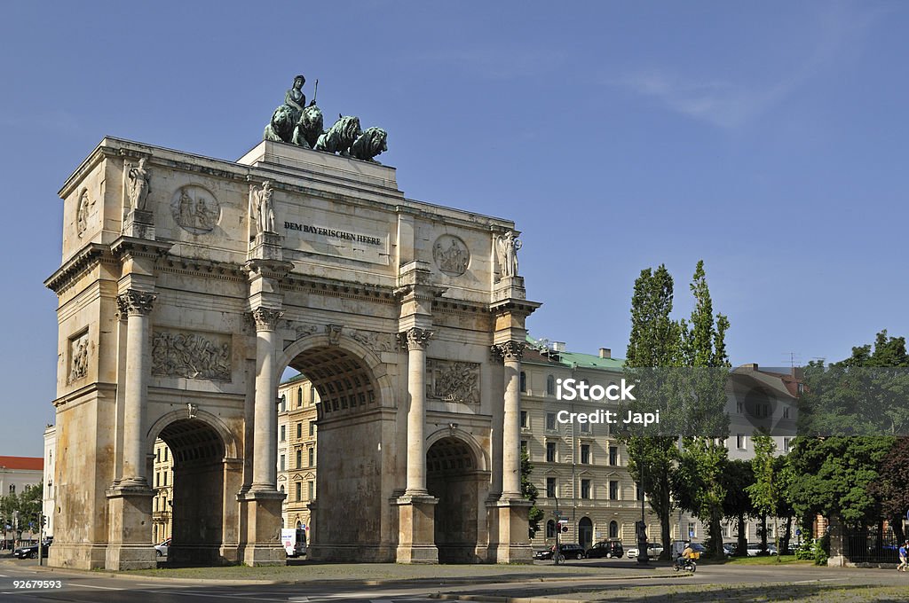 Victory Gate Munich  Arch - Architectural Feature Stock Photo