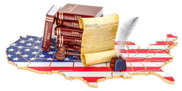 istock Constitution of the United States concept with map and flag, 3D rendering 926799892