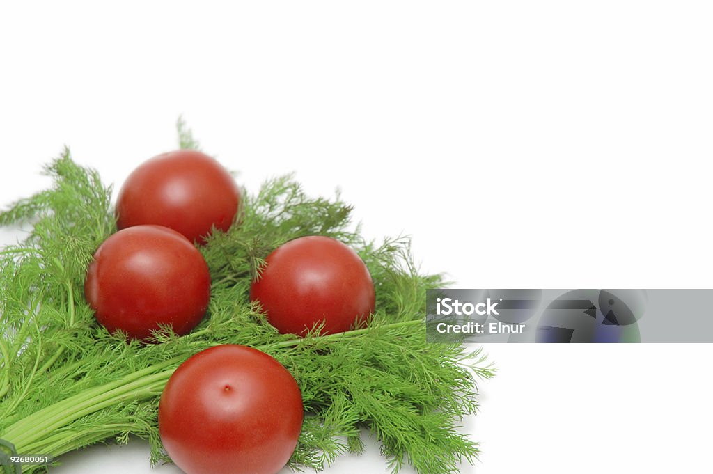 Tomaten und Kräutern, isoliert auf weißem Hintergrund - Lizenzfrei Basilikum Stock-Foto